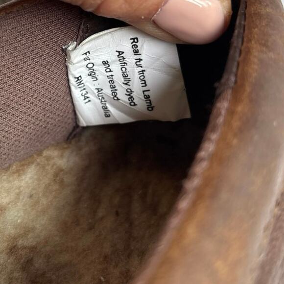 LL Bean All Week Moc Slippers Brown Leather Fur Lined Slip On Shoe Mens Sz 10 - Picture 8 of 9